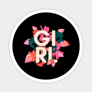 girl flower leaves Magnet